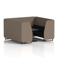 Brixworth 6 Seater Booth With Black Legs And Black Table With Black Leg In X2 Fabric - Theory Panels And Diameter Sofa