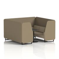 Brixworth 6 Seater Booth With Black Legs And Black Table With Black Leg In Main Line Flax Fabric - Bank Panels And Upminster Sofa
