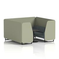 Brixworth 6 Seater Booth With Black Legs And Black Table With Black Leg In Main Line Flax Fabric - Newbury Panels And Westminster Sofa