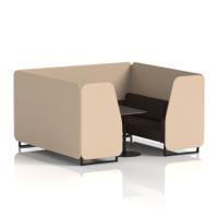 Brixworth 6 Seater Booth With Black Legs And Black Table With Black Leg In Synergy Fabric - Affix Panels And Wed Sofa