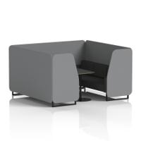 Brixworth 6 Seater Booth With Black Legs And Black Table With Black Leg In Synergy Fabric - Partner Panels And Mix Sofa