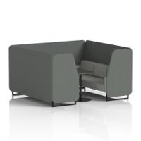 Brixworth 6 Seater Booth With Black Legs And Black Table With Black Leg In Sumi Fabric - Kobe Panels And Tokyo Sofa