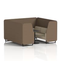Brixworth 6 Seater Booth With Black Legs And Black Table With Black Leg In Sumi Fabric - Osaka Panels And Zen Sofa