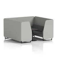 Brixworth 6 Seater Booth With Black Legs And Black Table With Black Leg In Sumi Fabric - Tokyo Panels And Kobe Sofa
