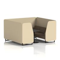 Brixworth 6 Seater Booth With Black Legs And Black Table With Black Leg In Sumi Fabric - Zen Panels And Osaka Sofa