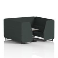 Brixworth 6 Seater Booth With Black Legs And Grey Table With Black Leg In Rivet Fabric - Charcoal Panels And Sofa