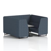 Brixworth 6 Seater Booth With Black Legs And Grey Table With Black Leg In Rivet Fabric - Crucible Panels And Sofa