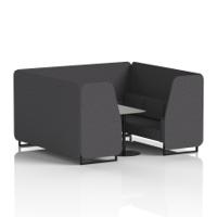 Brixworth 6 Seater Booth With Black Legs And Grey Table With Black Leg In X2 Fabric - Arithmetic Panels And Sofa
