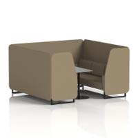 Brixworth 6 Seater Booth With Black Legs And Grey Table With Black Leg In Main Line Flax Fabric - Bank Panels And Sofa