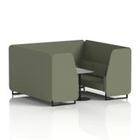 Brixworth 6 Seater Booth With Black Legs And Grey Table With Black Leg In Main Line Flax Fabric - Monument Panels And Sofa