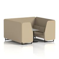 Brixworth 6 Seater Booth With Black Legs And Grey Table With Black Leg In Main Line Flax Fabric - Upminster Panels And Sofa