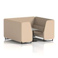 Brixworth 6 Seater Booth With Black Legs And Grey Table With Black Leg In Synergy Fabric - Affix Panels And Sofa