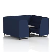 Brixworth 6 Seater Booth With Black Legs And Grey Table With Black Leg In Synergy Fabric - Alike Panels And Sofa