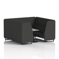 Brixworth 6 Seater Booth With Black Legs And Grey Table With Black Leg In Synergy Fabric - Mix Panels And Sofa