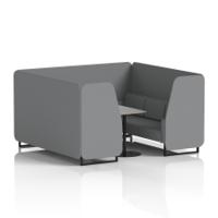 Brixworth 6 Seater Booth With Black Legs And Grey Table With Black Leg In Synergy Fabric - Partner Panels And Sofa