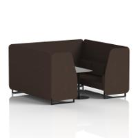Brixworth 6 Seater Booth With Black Legs And Grey Table With Black Leg In Synergy Fabric - Wed Panels And Sofa