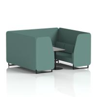 Brixworth 6 Seater Booth With Black Legs And Grey Table With Black Leg In Sumi Fabric - Handa Panels And Sofa
