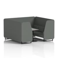 Brixworth 6 Seater Booth With Black Legs And Grey Table With Black Leg In Sumi Fabric - Kobe Panels And Sofa