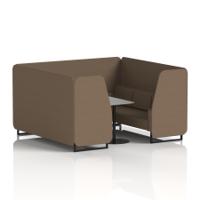 Brixworth 6 Seater Booth With Black Legs And Grey Table With Black Leg In Sumi Fabric - Osaka Panels And Sofa