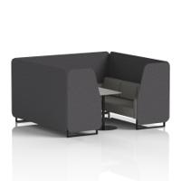 Brixworth 6 Seater Booth With Black Legs And Grey Table With Black Leg In X2 Fabric - Arithmetic Panels And Number Sofa