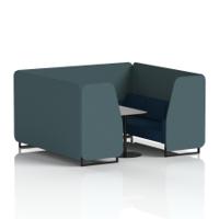 Brixworth 6 Seater Booth With Black Legs And Grey Table With Black Leg In X2 Fabric - Polygon Panels And Calculus Sofa