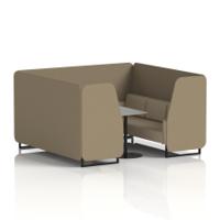 Brixworth 6 Seater Booth With Black Legs And Grey Table With Black Leg In Main Line Flax Fabric - Bank Panels And Upminster Sofa