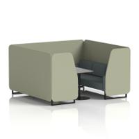 Brixworth 6 Seater Booth With Black Legs And Grey Table With Black Leg In Main Line Flax Fabric - Newbury Panels And Westminster Sofa