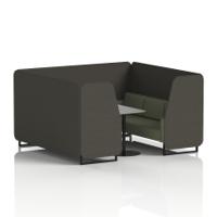 Brixworth 6 Seater Booth With Black Legs And Grey Table With Black Leg In Main Line Flax Fabric - Temple Panels And Monument Sofa