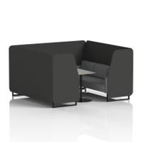 Brixworth 6 Seater Booth With Black Legs And Grey Table With Black Leg In Synergy Fabric - Mix Panels And Partner Sofa