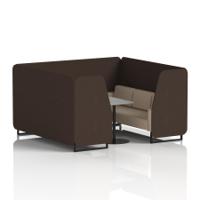 Brixworth 6 Seater Booth With Black Legs And Grey Table With Black Leg In Synergy Fabric - Wed Panels And Affix Sofa
