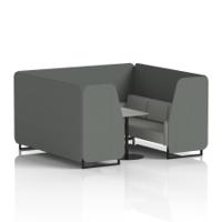 Brixworth 6 Seater Booth With Black Legs And Grey Table With Black Leg In Sumi Fabric - Kobe Panels And Tokyo Sofa
