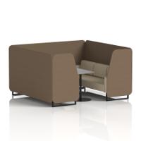 Brixworth 6 Seater Booth With Black Legs And Grey Table With Black Leg In Sumi Fabric - Osaka Panels And Zen Sofa