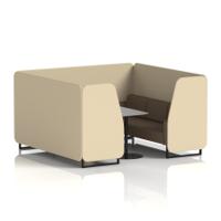 Brixworth 6 Seater Booth With Black Legs And Grey Table With Black Leg In Sumi Fabric - Zen Panels And Osaka Sofa