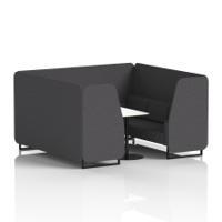 Brixworth 6 Seater Booth With Black Legs And White Table With Black Leg In X2 Fabric - Arithmetic Panels And Sofa
