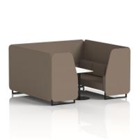 Brixworth 6 Seater Booth With Black Legs And White Table With Black Leg In X2 Fabric - Theory Panels And Sofa