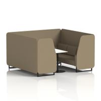 Brixworth 6 Seater Booth With Black Legs And White Table With Black Leg In Main Line Flax Fabric - Bank Panels And Sofa