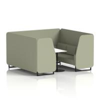 Brixworth 6 Seater Booth With Black Legs And White Table With Black Leg In Main Line Flax Fabric - Newbury Panels And Sofa
