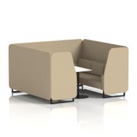 Brixworth 6 Seater Booth With Black Legs And White Table With Black Leg In Main Line Flax Fabric - Upminster Panels And Sofa