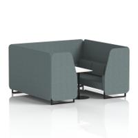 Brixworth 6 Seater Booth With Black Legs And White Table With Black Leg In Main Line Flax Fabric - Westminster Panels And Sofa