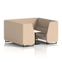 Brixworth 6 Seater Booth With Black Legs And White Table With Black Leg In Synergy Fabric - Affix Panels And Sofa
