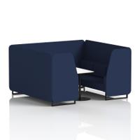 Brixworth 6 Seater Booth With Black Legs And White Table With Black Leg In Synergy Fabric - Alike Panels And Sofa