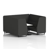 Brixworth 6 Seater Booth With Black Legs And White Table With Black Leg In Synergy Fabric - Mix Panels And Sofa