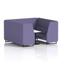 Brixworth 6 Seater Booth With Black Legs And White Table With Black Leg In Synergy Fabric - Order Panels And Sofa