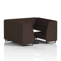 Brixworth 6 Seater Booth With Black Legs And White Table With Black Leg In Synergy Fabric - Wed Panels And Sofa