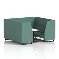 Brixworth 6 Seater Booth With Black Legs And White Table With Black Leg In Sumi Fabric - Handa Panels And Sofa
