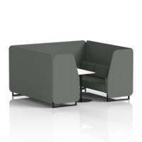 Brixworth 6 Seater Booth With Black Legs And White Table With Black Leg In Sumi Fabric - Kobe Panels And Sofa