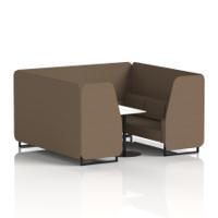 Brixworth 6 Seater Booth With Black Legs And White Table With Black Leg In Sumi Fabric - Osaka Panels And Sofa