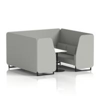 Brixworth 6 Seater Booth With Black Legs And White Table With Black Leg In Sumi Fabric - Tokyo Panels And Sofa