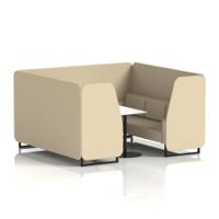 Brixworth 6 Seater Booth With Black Legs And White Table With Black Leg In Sumi Fabric - Zen Panels And Sofa