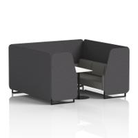 Brixworth 6 Seater Booth With Black Legs And White Table With Black Leg In X2 Fabric - Arithmetic Panels And Number Sofa
